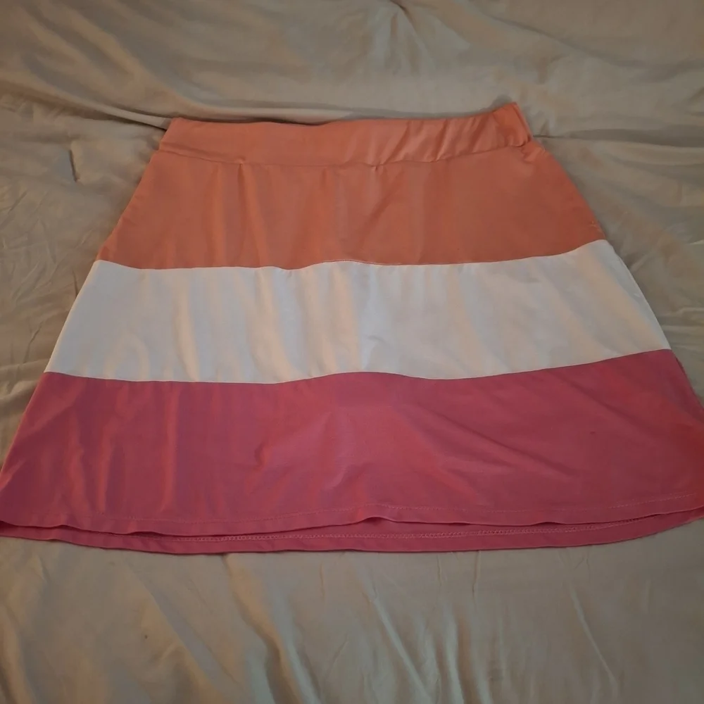 Court Haley Women's Colorblock Skort In Orange, White, and Pink